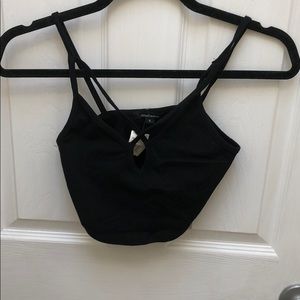 Black Detailed Crop Top